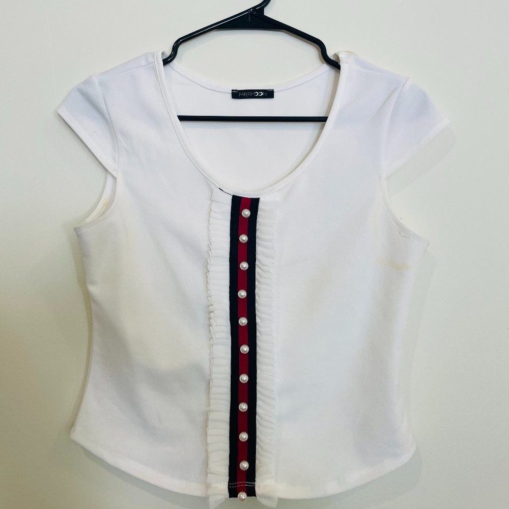 WHITE/RED/GREEN CROP TOP